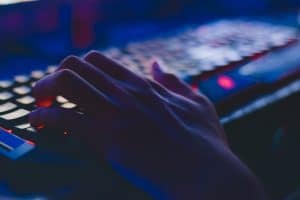 Woman on a keyboard typing