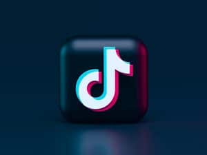 A TikTok logo on a graphical background