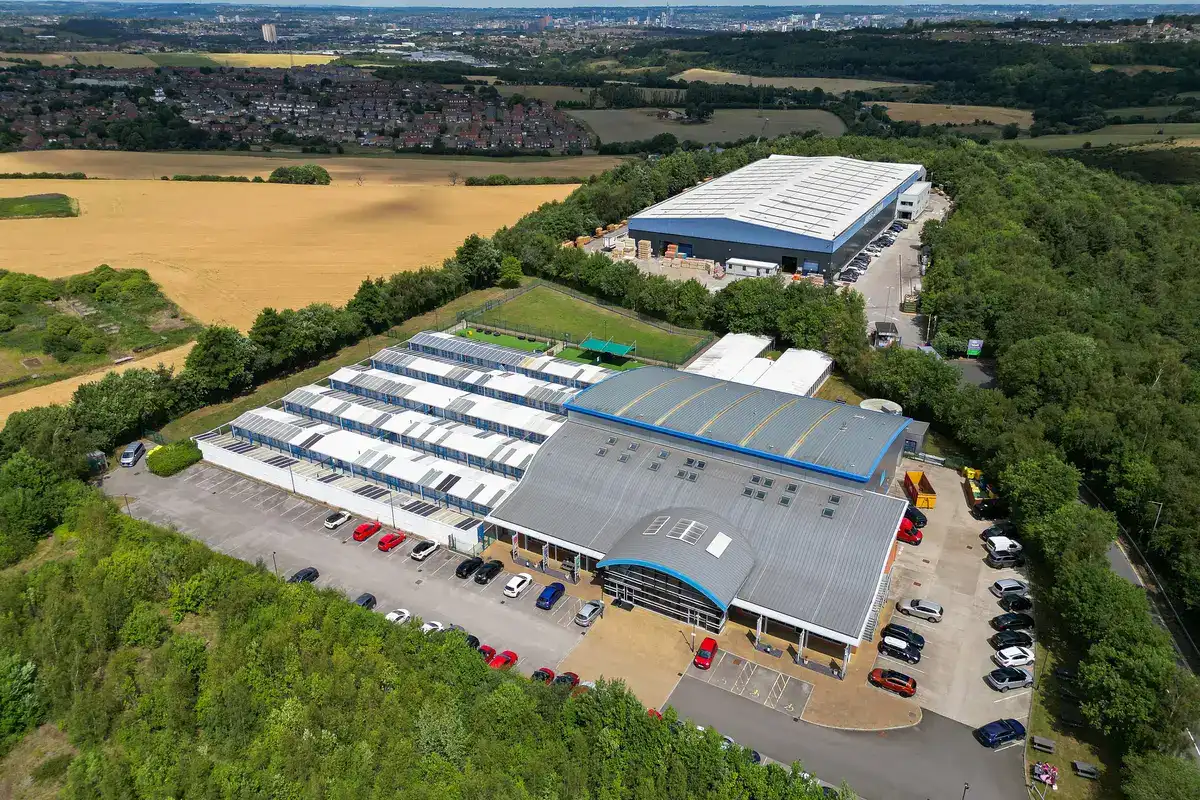 Aerial view of the Paws and Co centre and its business park