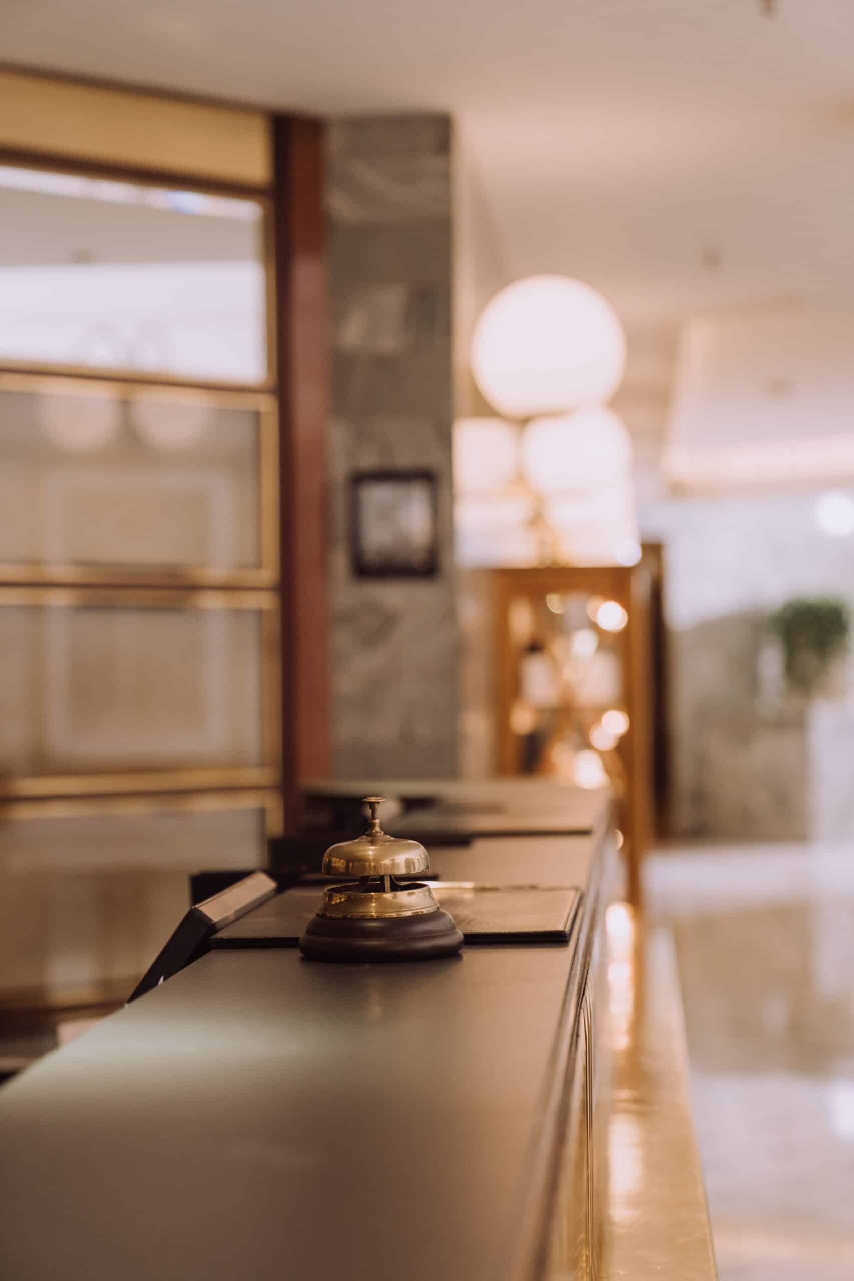 Hotel reception counter, representing the frontline of a hotel crisis response