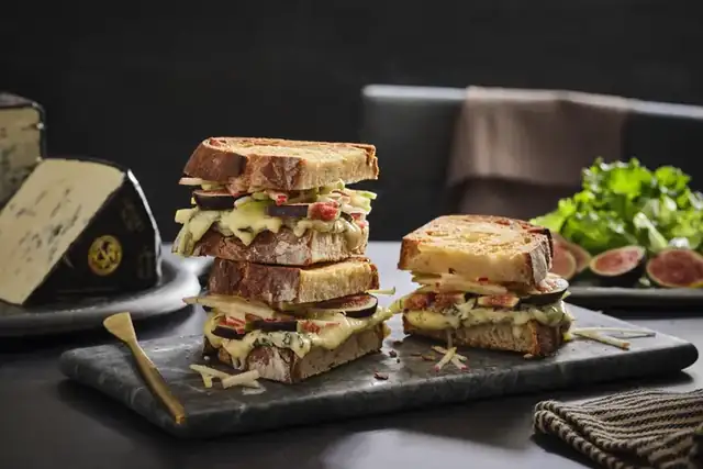 A toasted cheese sandwich made with Cheese Artistry UK cheese